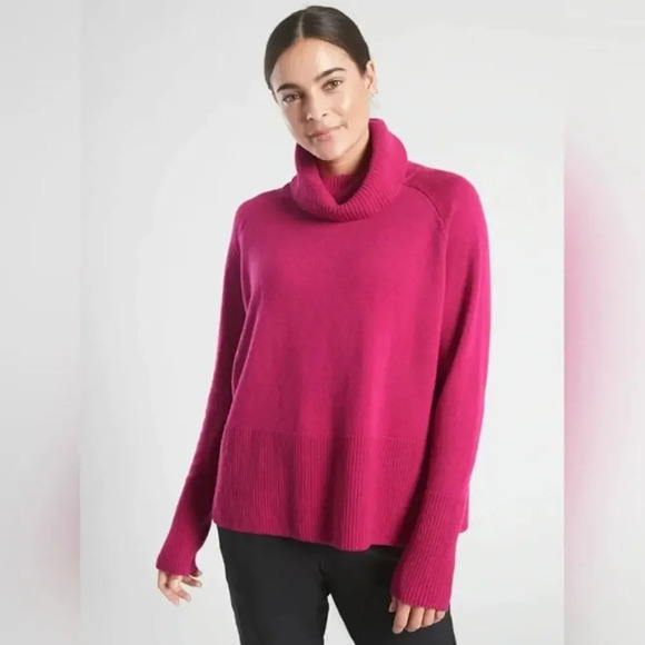 Athleta Sweaters - ATHLETA Aspen Turtleneck Sweater Electric Fuchsia Pink Wool Cashmere XXS